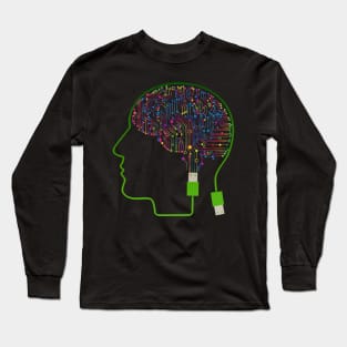 Electronic Circuit, AI Human Brain Long Sleeve T-Shirt